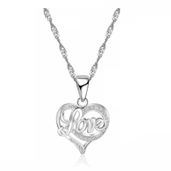 NEW 💎 925 Sterling Silver Earrings And Necklace Set Bundle Heart Gift Day - Picture 4 of 4